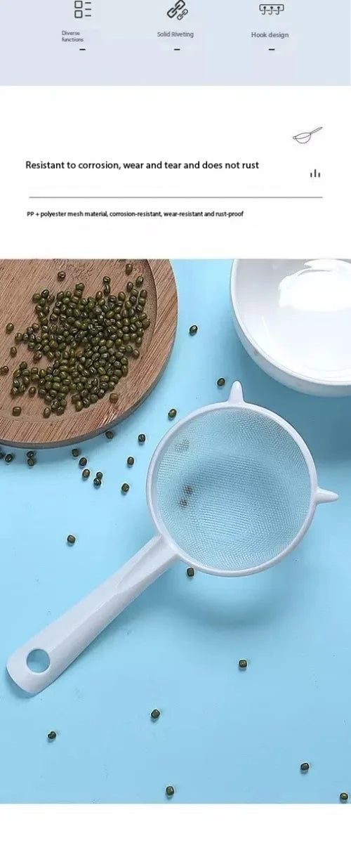 Kitchen Handheld Plastic Sieve Tea Strainer Flour Sifter Filter Reusable Handheld Filter Kitchen Accessories
