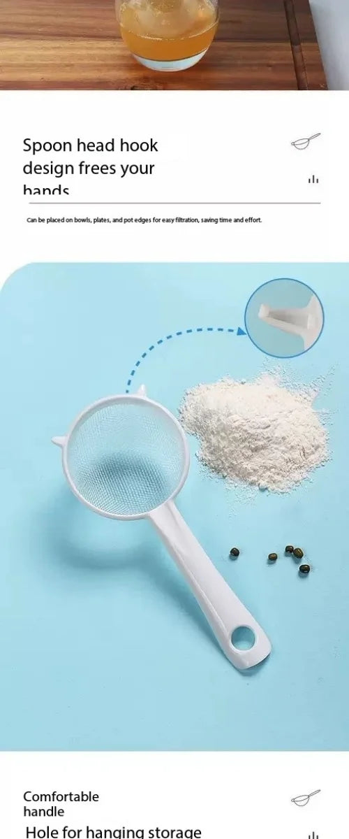 Kitchen Handheld Plastic Sieve Tea Strainer Flour Sifter Filter Reusable Handheld Filter Kitchen Accessories