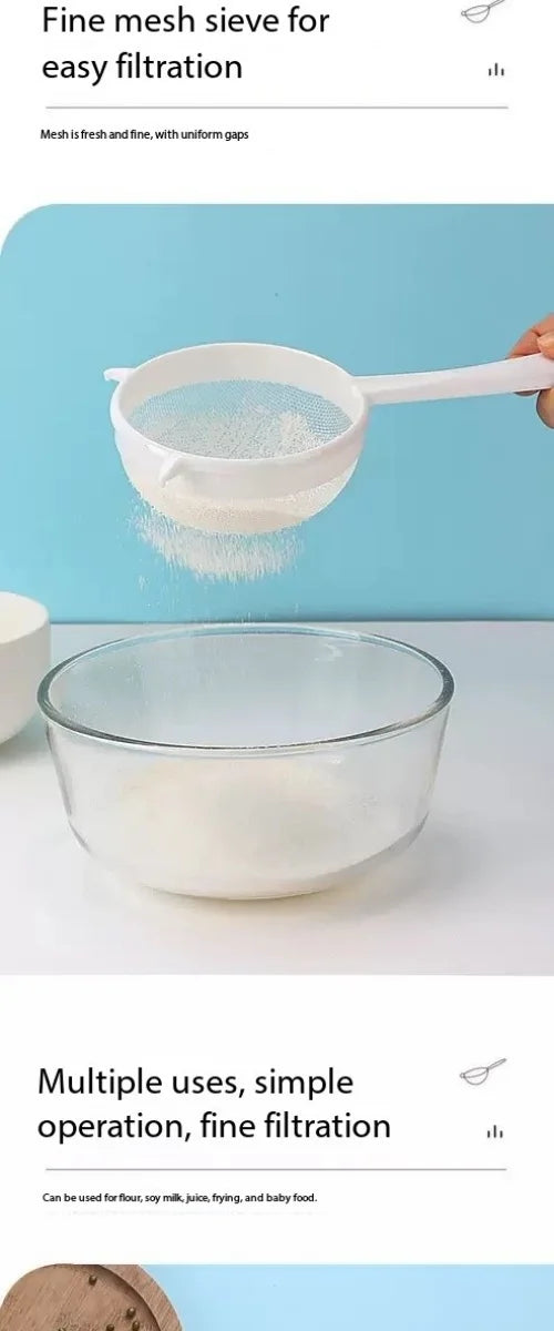 Kitchen Handheld Plastic Sieve Tea Strainer Flour Sifter Filter Reusable Handheld Filter Kitchen Accessories