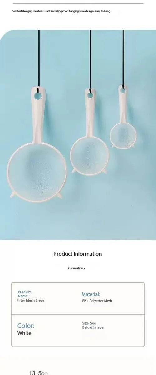 Kitchen Handheld Plastic Sieve Tea Strainer Flour Sifter Filter Reusable Handheld Filter Kitchen Accessories