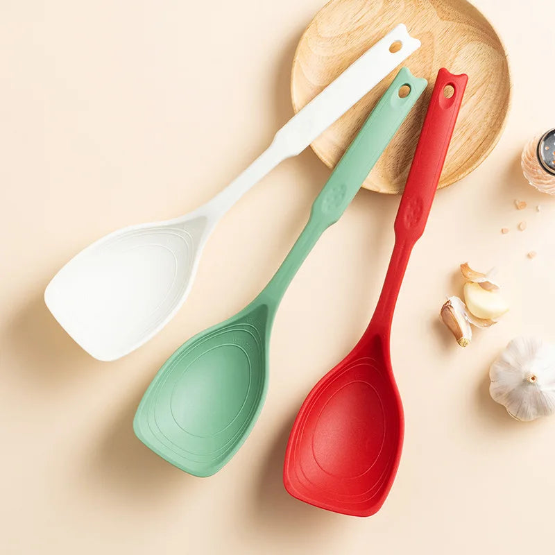 Kitchen Tool Silicone Spoon Multi purpose Grip Comfortable Anti slip Round Handle Large Cookware Tableware Spoon