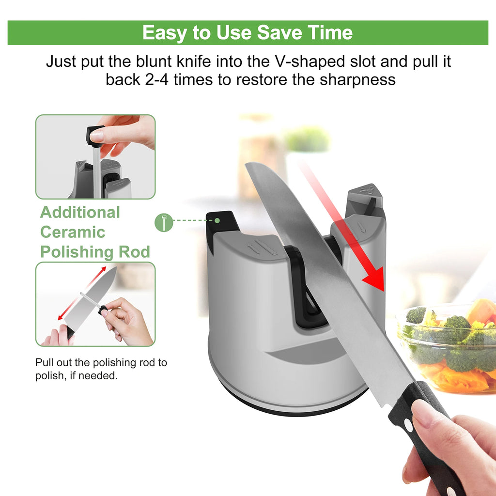 Manual Knife Sharpener – Suction Cup V-Slot for All Knives