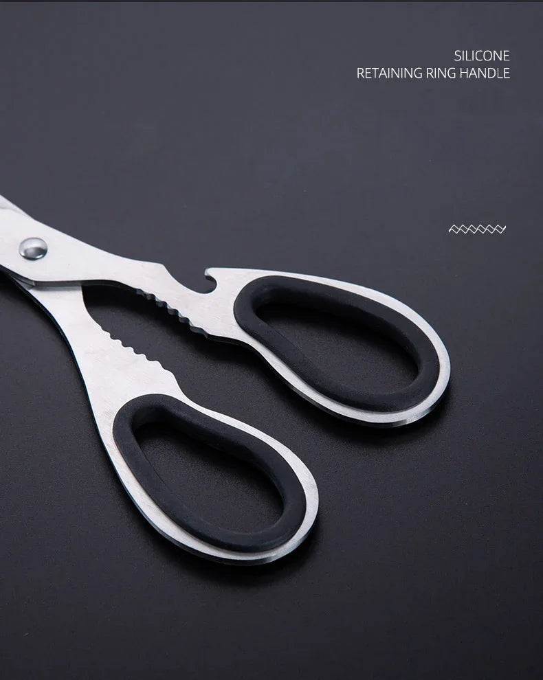 Stainless Steel Kitchen Scissors Household Bone Scissors Chicken Wings Fish Chopper Bottle Opener Walnut Clip Kitchen Tools