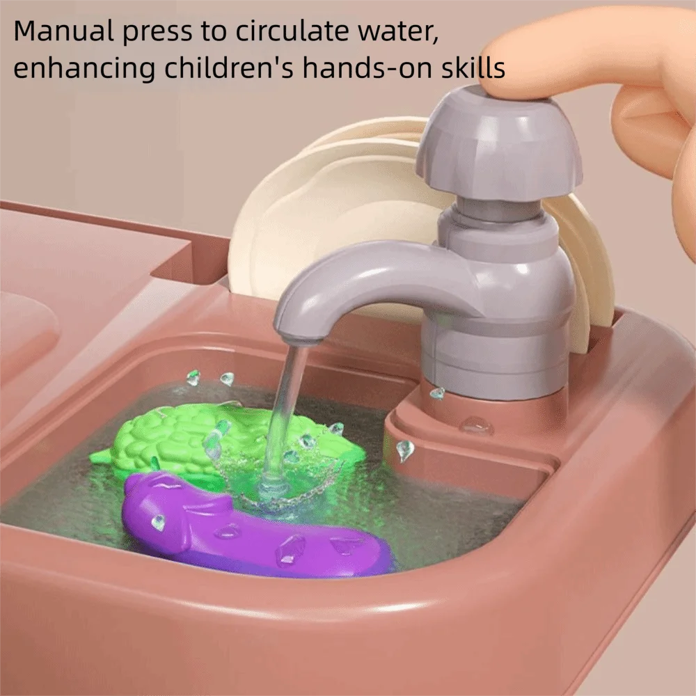 Kitchen Toys Plastic 's Kitchen Set Music Faucet Sink Mini Pretend Play Toy DIY Function Kitchen Counter Play Set Role Play
