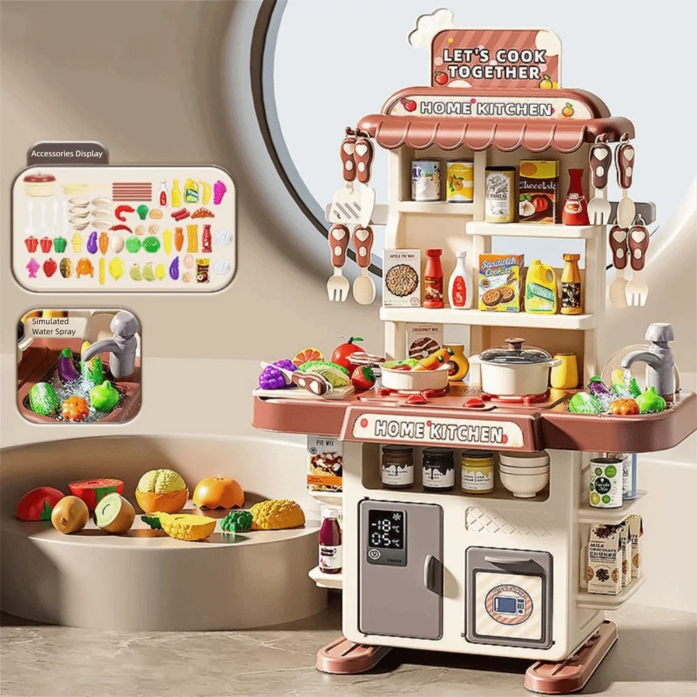 Kitchen Toys Plastic 's Kitchen Set Music Faucet Sink Mini Pretend Play Toy DIY Function Kitchen Counter Play Set Role Play