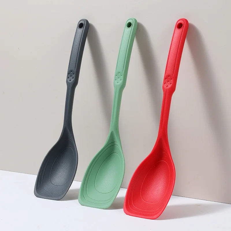 Kitchen Tool Silicone Spoon Multi purpose Grip Comfortable Anti slip Round Handle Large Cookware Tableware Spoon