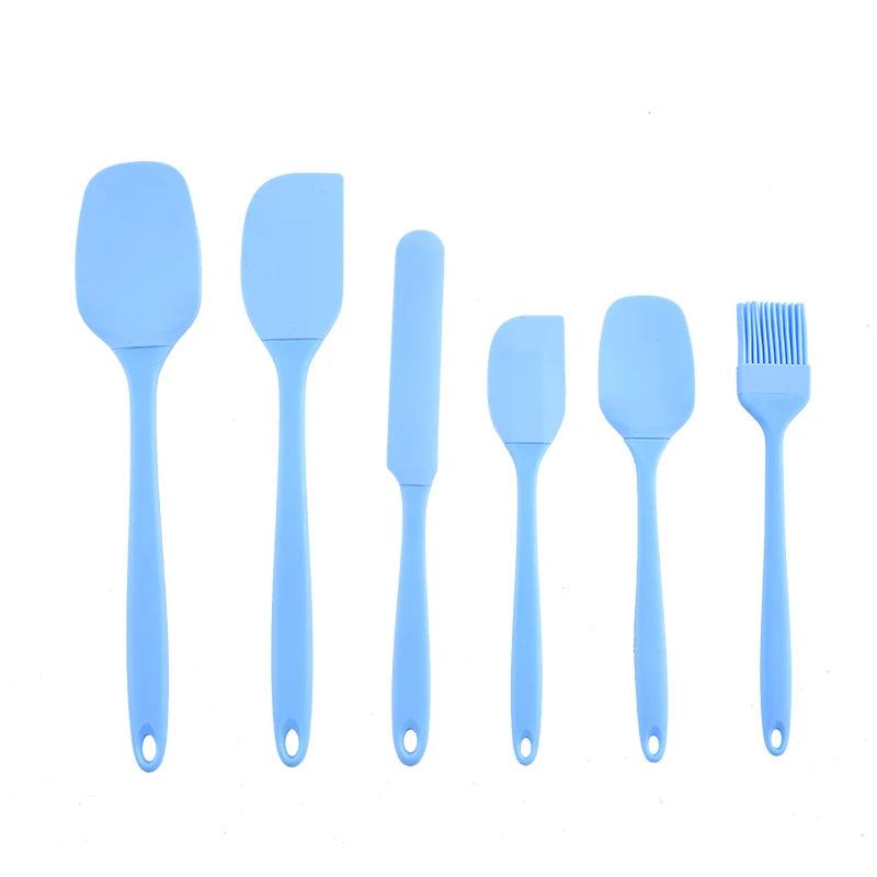Silicone kitchenware 6-piece set, cream  scraper, spatula, oil brush, size scraper set baking tool，Non-integrated hand