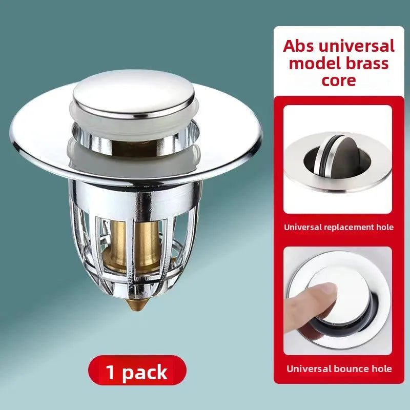 Kitchen Washbasin Sink  ABS Leak Plug Floor Drain Filter Anti Odor Pop-Up Bounce Bounce Core Basin Stopper Hair Sink Strainer