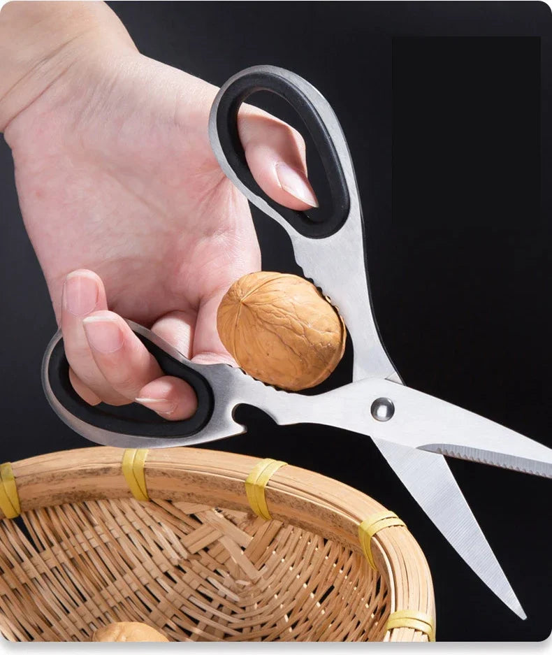 Stainless Steel Kitchen Scissors Household Bone Scissors Chicken Wings Fish Chopper Bottle Opener Walnut Clip Kitchen Tools