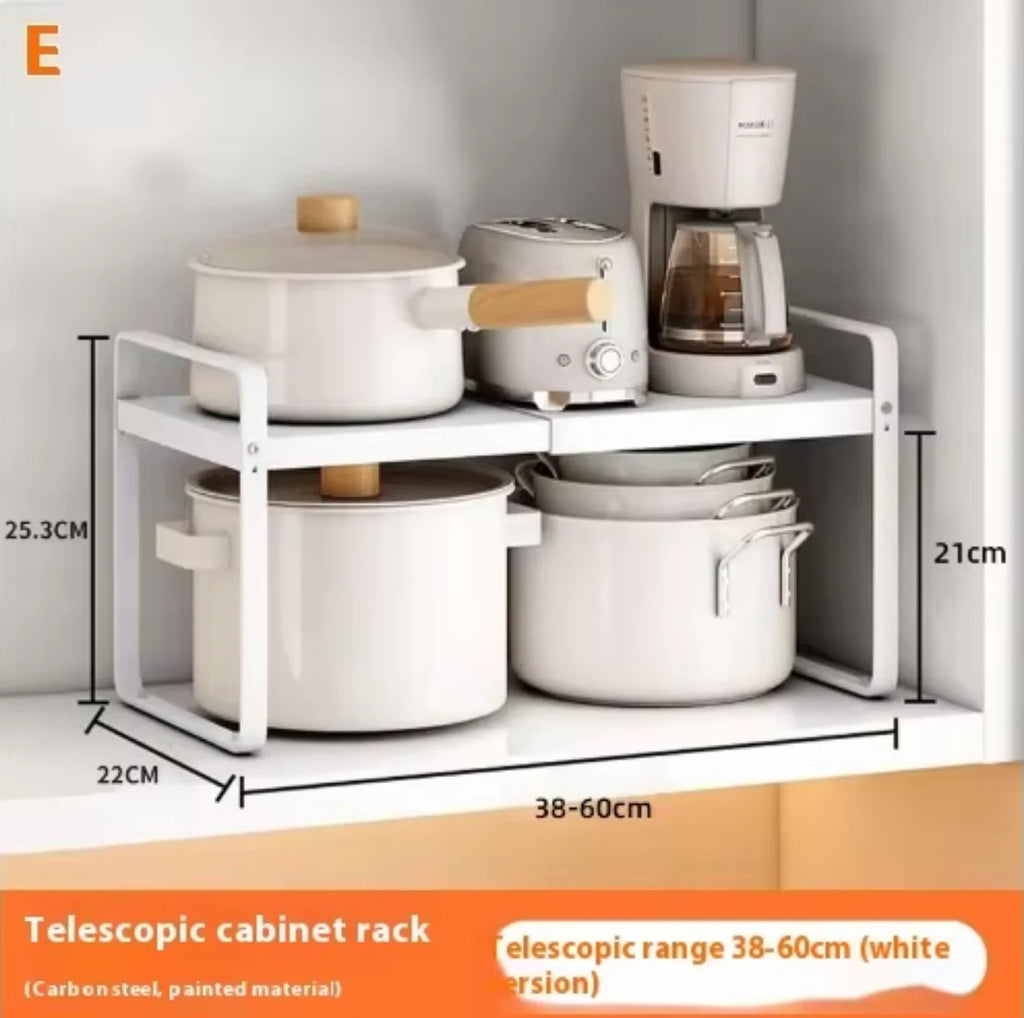 Kitchen Storage Layered Shelf Microwave Rack Standing Countertop Retractable Condiment Oven Organizer Kitchen Accessories
