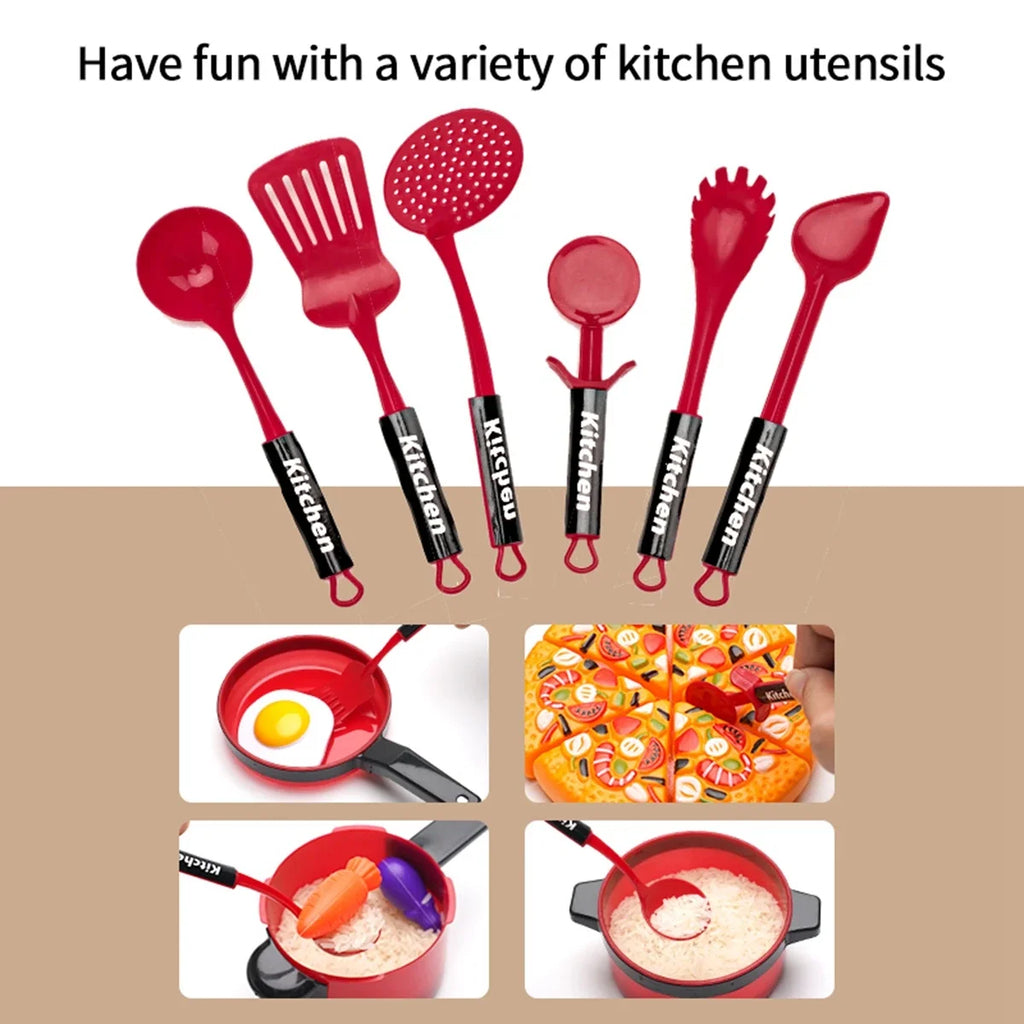 Kids Kitchen Toys Set Play Kitchen Accessories Kit with Play Pots Pans Pretend Food Cooking Toy Toddler Girls Boy Gift