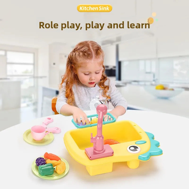 Kitchen Sink Toys Kitchen Toys for Kids with Tableware Accessories Vegetable Fruit Fishing Games for Toddlers Kids Kitchen Play
