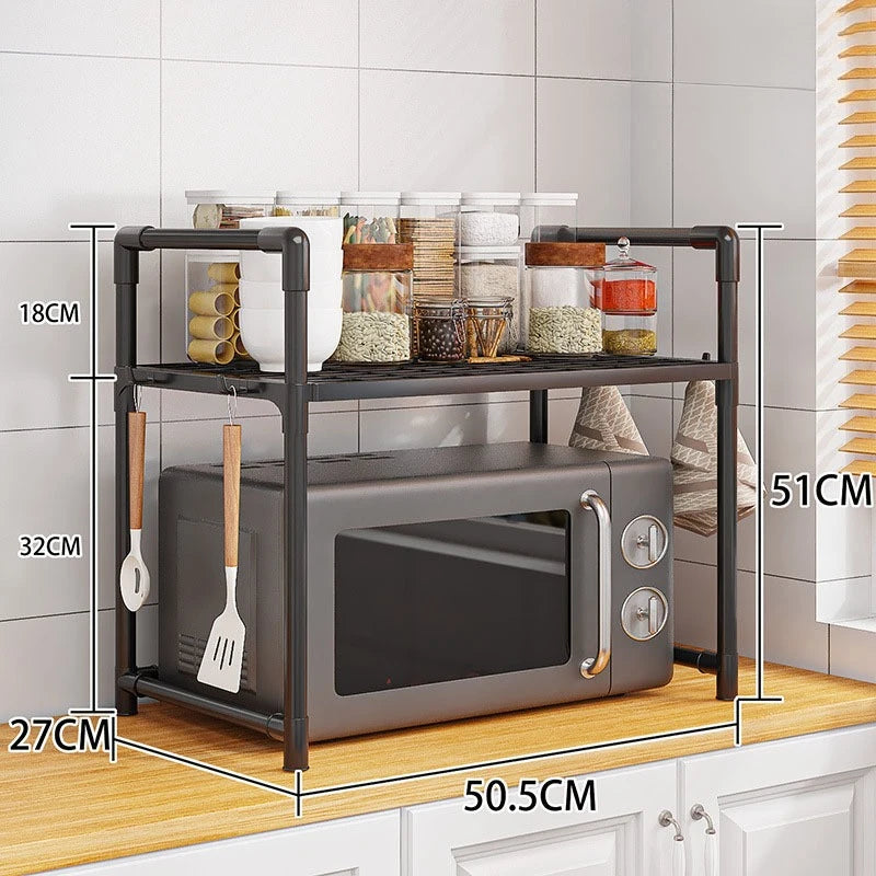 Adjustable Kitchen Storage Rack – Microwave & Countertop Shelf