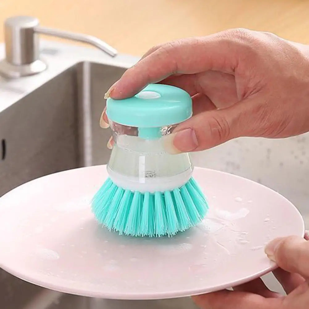 Dish Brush with Soap Dispenser – Automatic Liquid Dispensing Kitchen Scrub Brush