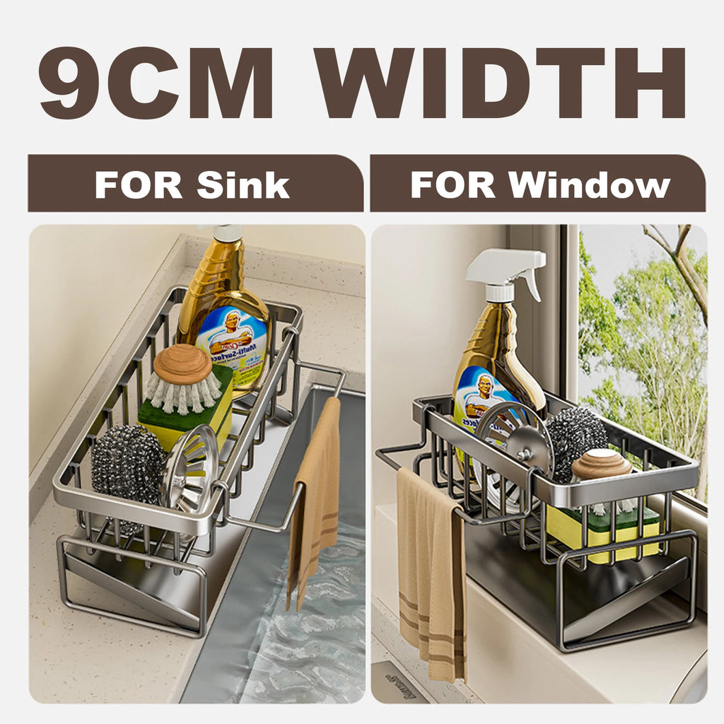 Kitchen Sink Organizer Spice Storage Shelf with Drainage Tap-Mounted Shelf Home Kitchen Accessories