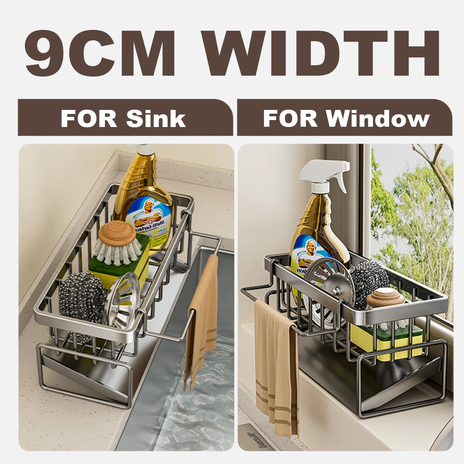 Kitchen Sink Organizer Spice Storage Shelf with Drainage Tap-Mounted Shelf Home Kitchen Accessories