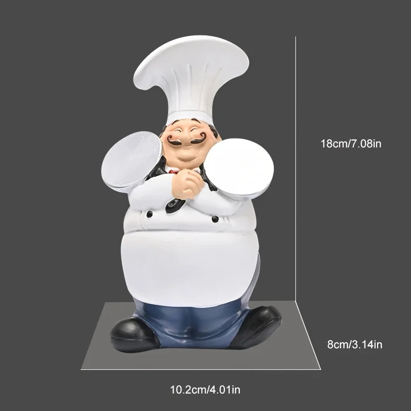 Kitchen Cute Chef Doll Decoration Resin Chef Decoration Cute Chef Figurine Kitchen Atmosphere Decoration Fashionable Decorative