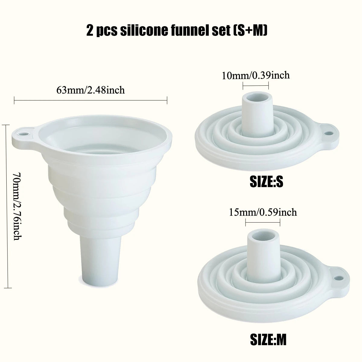 Kitchen Funnel Set – Stainless Steel & Silicone, 3 Styles