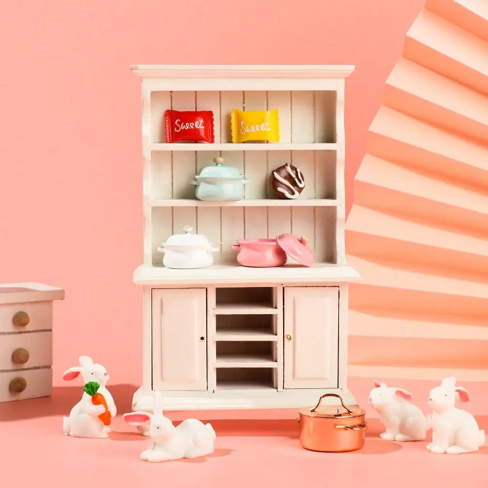 1/12 Scale Simulation Model Kitchen Cooking Toys With Pot Cover Mini Cookware Miniature Soup Pot Dollhouse Accessories