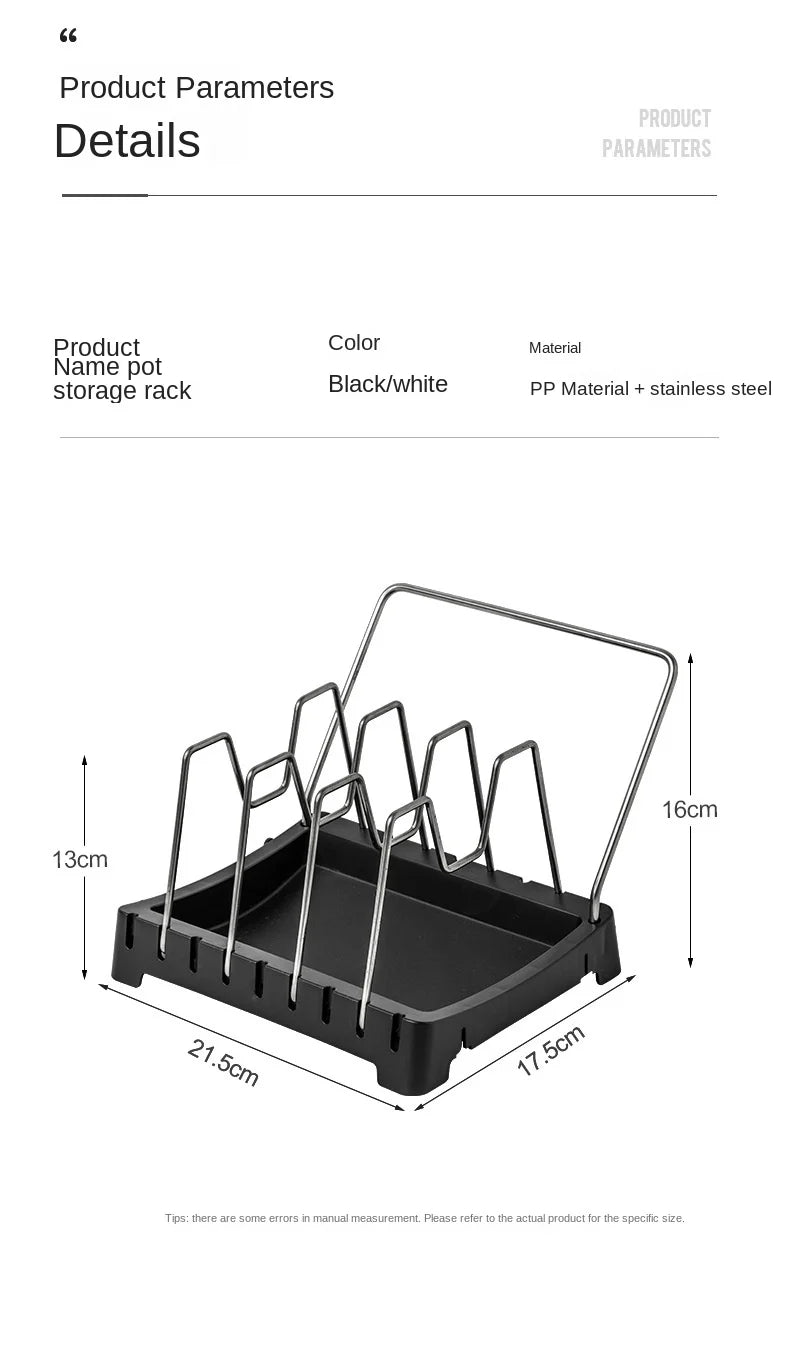 Kitchen Organizer Adjustable Pot Lid Rack, Spoon Holder Shelf, Cooking Dish Drainer Drying Rack, Pan Cover Stand