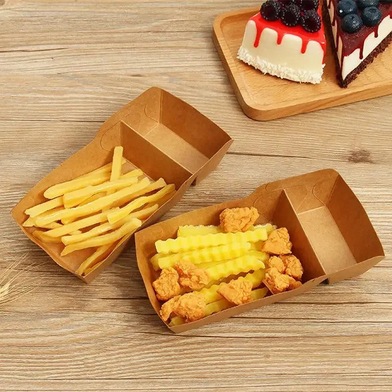 Kraft Paper Serving Tray – Dual-Compartment Food Tray 50pcs