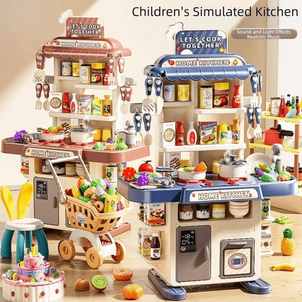 Kitchen Toys Plastic 's Kitchen Set Music Faucet Sink Mini Pretend Play Toy DIY Function Kitchen Counter Play Set Role Play