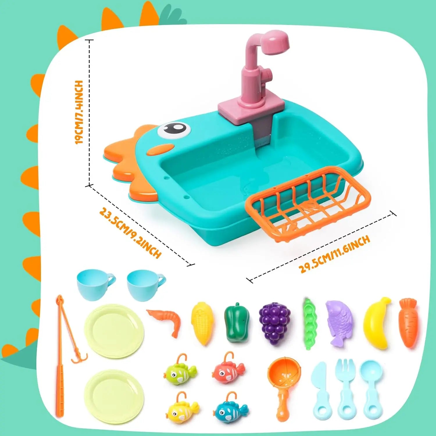 Kitchen Sink Toys Kitchen Toys for Kids with Tableware Accessories Vegetable Fruit Fishing Games for Toddlers Kids Kitchen Play