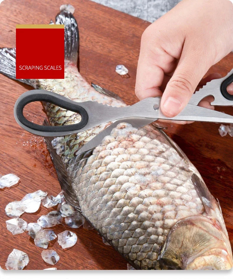 Stainless Steel Kitchen Scissors Household Bone Scissors Chicken Wings Fish Chopper Bottle Opener Walnut Clip Kitchen Tools