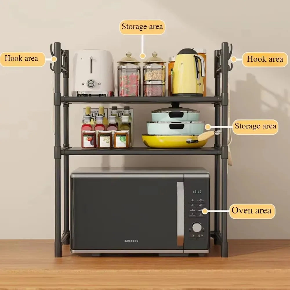 Kitchen Storage Rack Microwave Shelf Multi-Layer Kitchen Countertop Storage Shelf Microwave Stand Seasoning Organizer