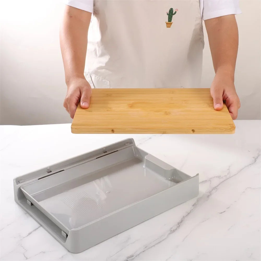 Kitchen Chopping Blocks with Storage Drain Storage Box, Detachable Fruit and Vegetable Cutting Board, Drawer Type Plate
