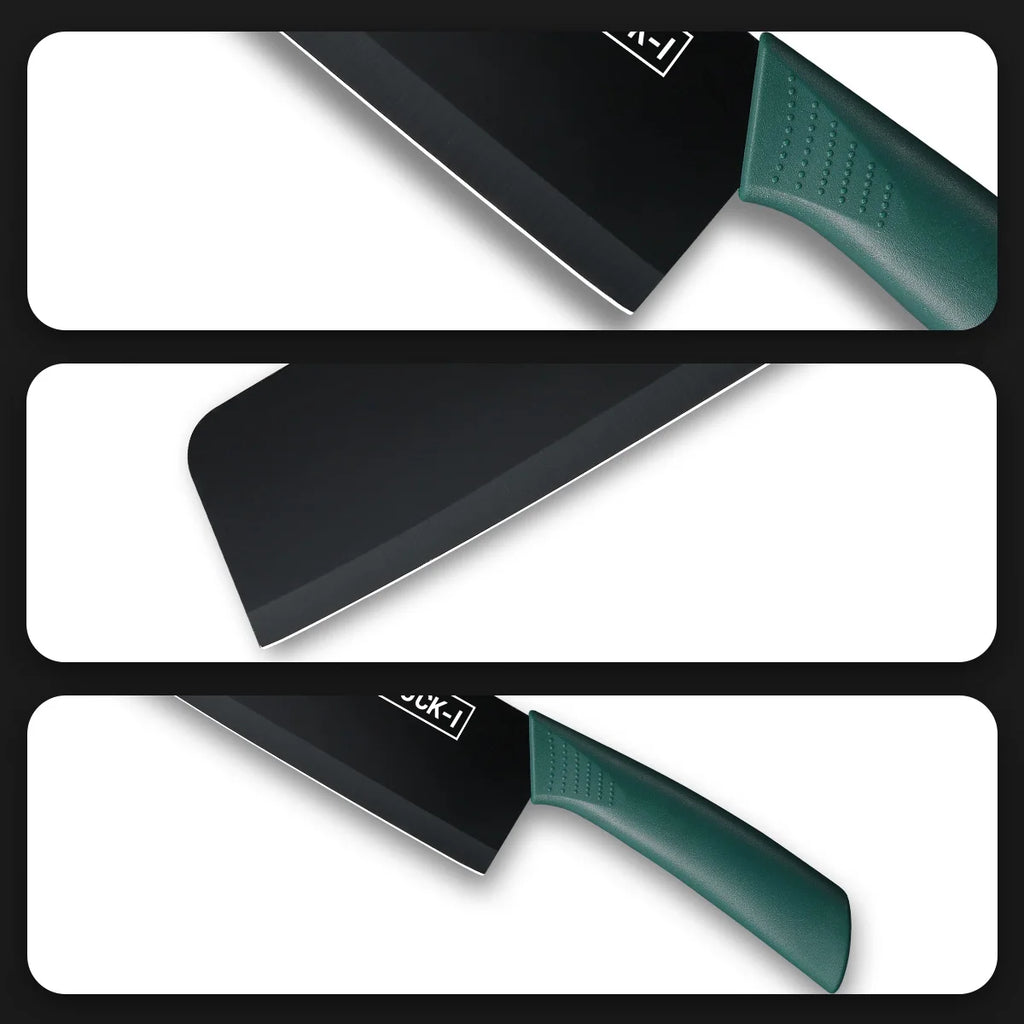 Kitchen knife set, including a small utility knife, chef's knife, and fruit knife with knife covers, for cutting meat, vegetable