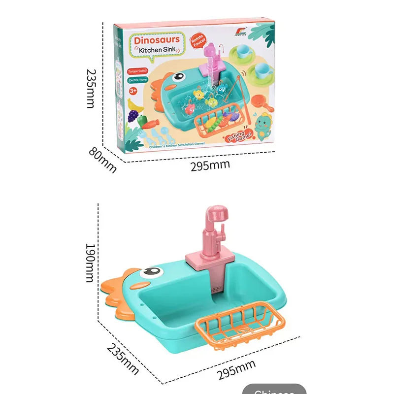 Kitchen Sink Toys Kitchen Toys for Kids with Tableware Accessories Vegetable Fruit Fishing Games for Toddlers Kids Kitchen Play