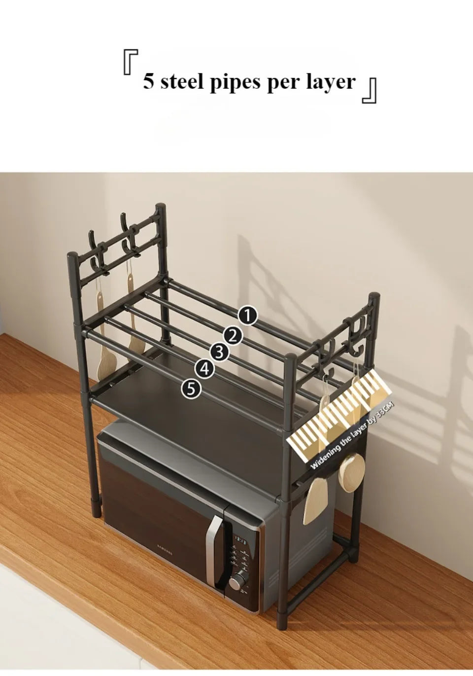 Kitchen Storage Rack Microwave Shelf Multi-Layer Kitchen Countertop Storage Shelf Microwave Stand Seasoning Organizer