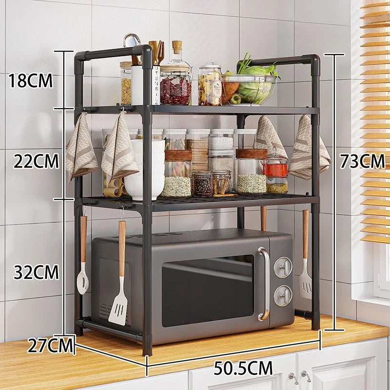 Adjustable Kitchen Storage Rack – Microwave & Countertop Shelf