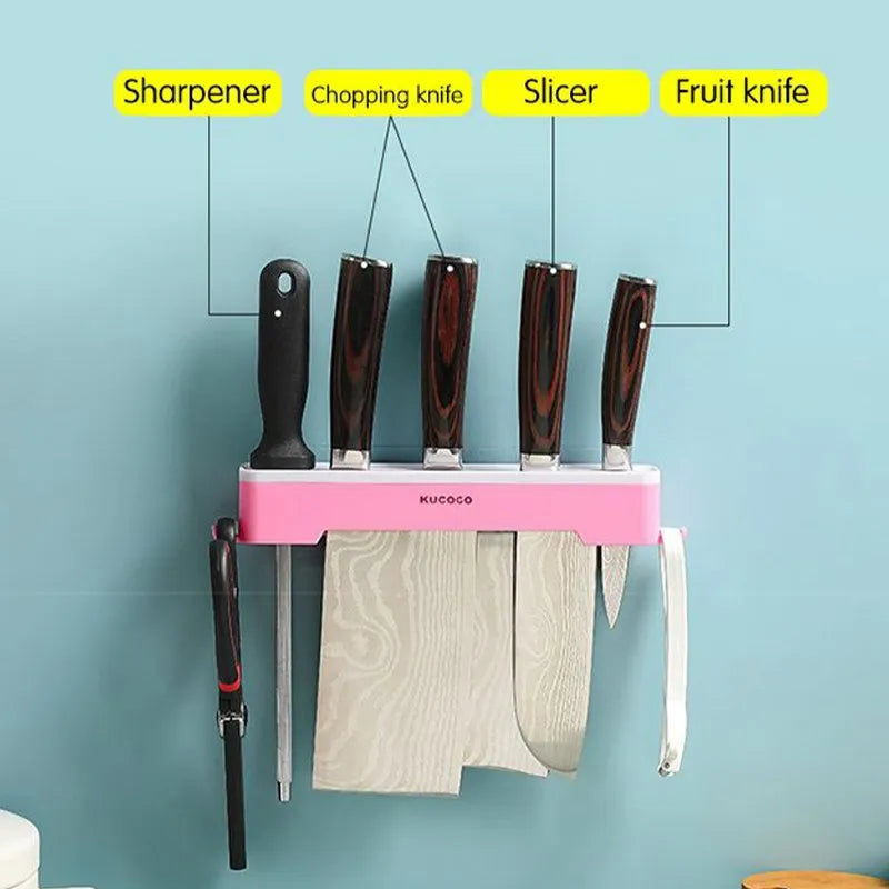 Wall-Mounted Knife Holder – 5-Slot Kitchen Cutlery Organizer