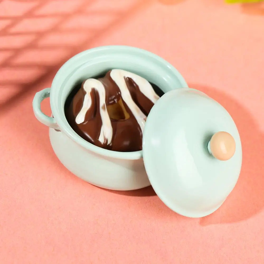1/12 Scale Simulation Model Kitchen Cooking Toys With Pot Cover Mini Cookware Miniature Soup Pot Dollhouse Accessories