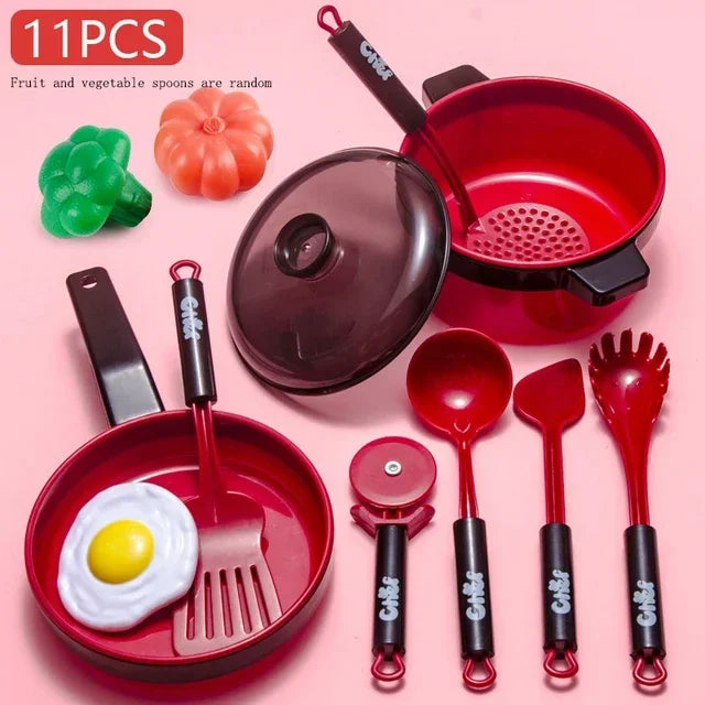 Kid Pretend Play Kitchen Set Girl Cooking Toys Cutting Fruit Kitchen Utensils Baby Simulation Early Education Play House Toy Kit
