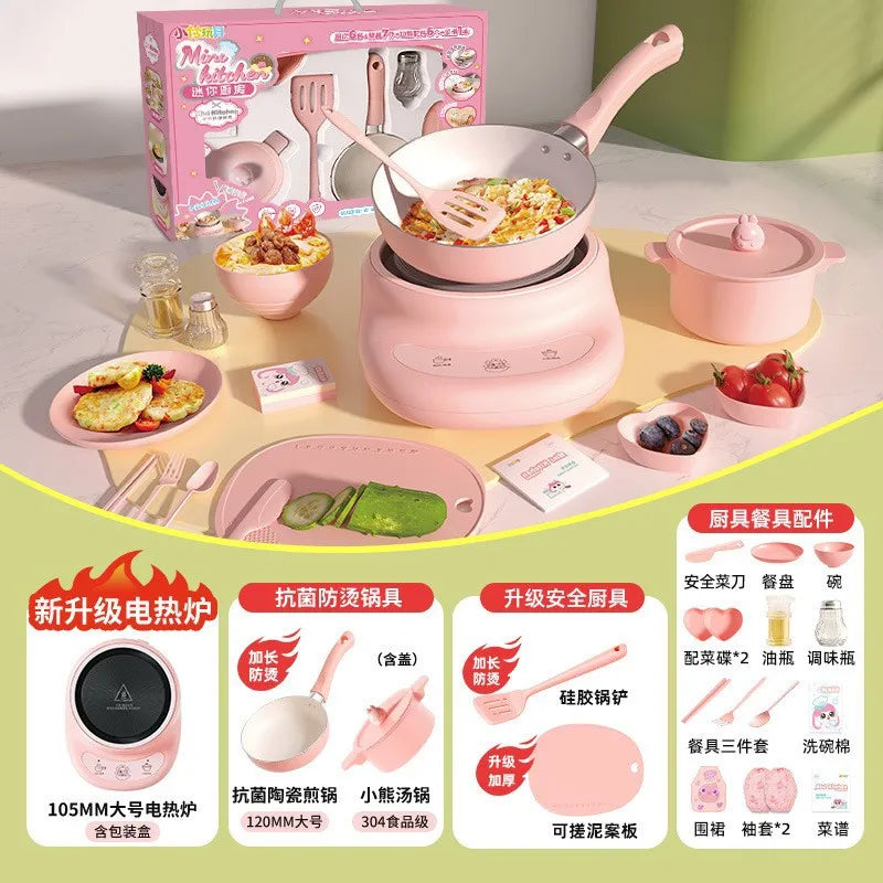 Kitchen Cooking Set with Realistic Cooking Plates for Pretend Play - Deluxe Gift Set