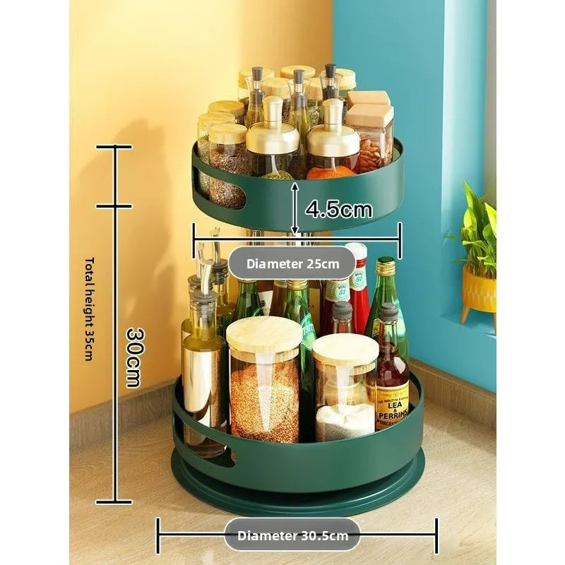 Kitchen Rotating Seasoning Shelf Household Seasoning Round Storage Shelf Modern Simple Wind Kitchen Finishing Rack