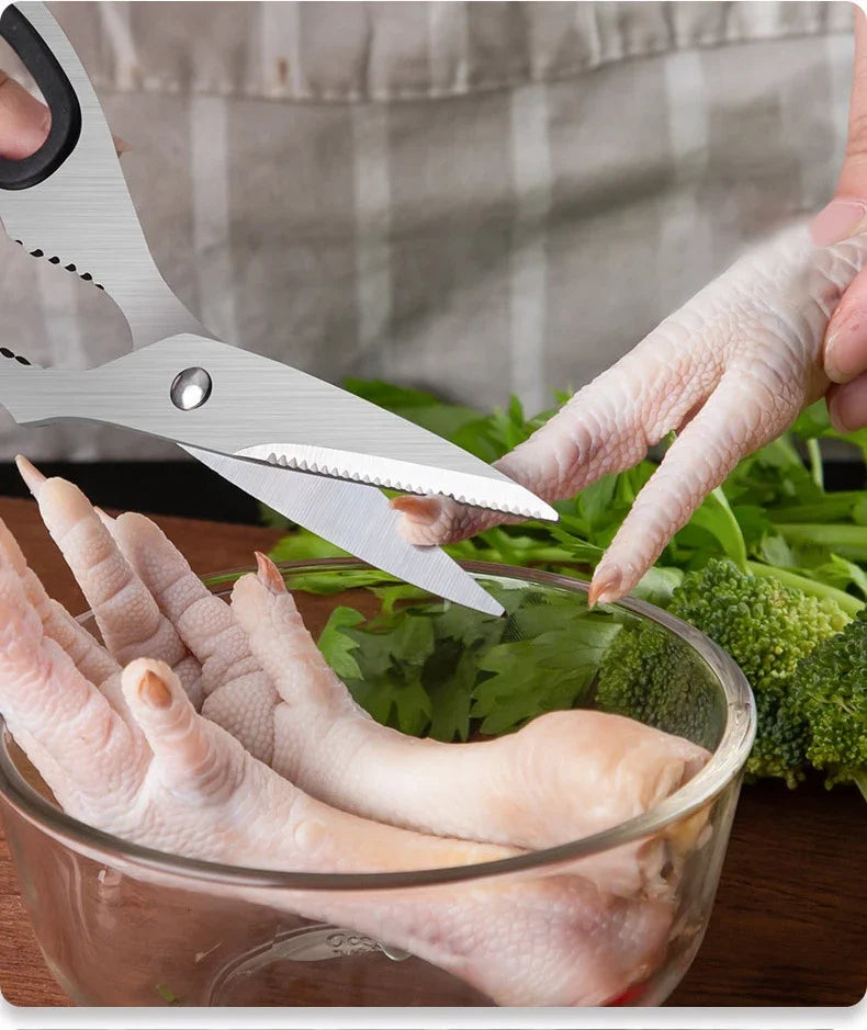 Stainless Steel Kitchen Scissors Household Bone Scissors Chicken Wings Fish Chopper Bottle Opener Walnut Clip Kitchen Tools
