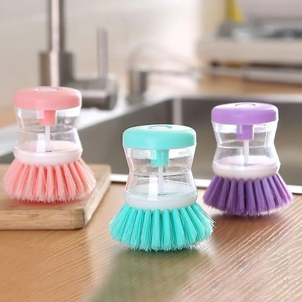 Dish Brush with Soap Dispenser – Automatic Liquid Dispensing Kitchen Scrub Brush