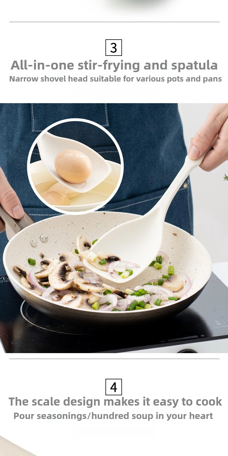 Kitchen Tool Silicone Spoon Multi purpose Grip Comfortable Anti slip Round Handle Large Cookware Tableware Spoon