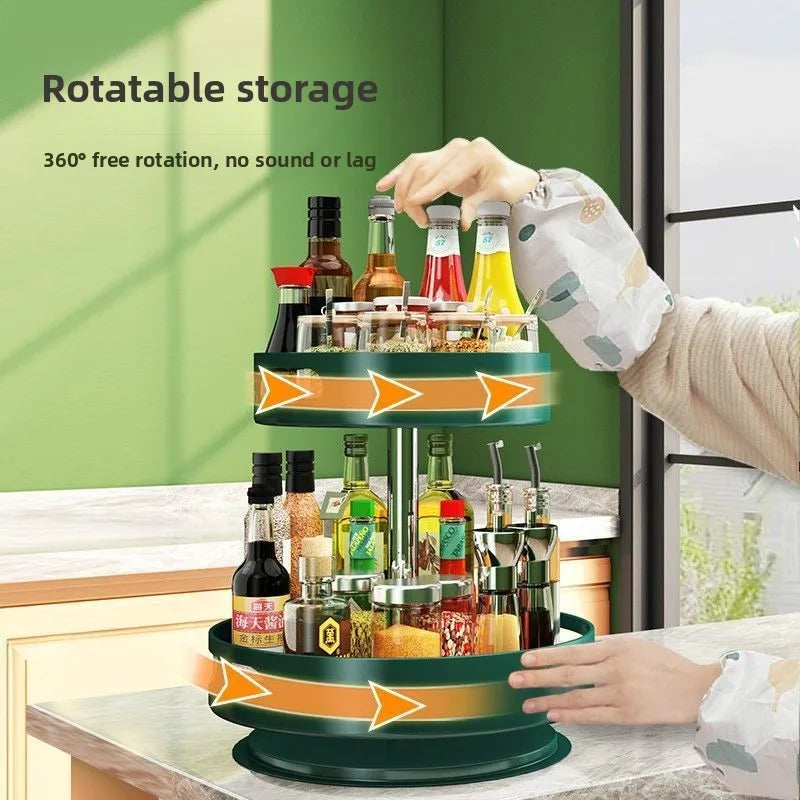 Kitchen Rotating Seasoning Shelf Household Seasoning Round Storage Shelf Modern Simple Wind Kitchen Finishing Rack