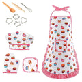 Kitchen Toys Baking Pretend Play Cooking Tools Little Girls Chef Apron Set Pink Costume Educational Dress Up Toys Gift