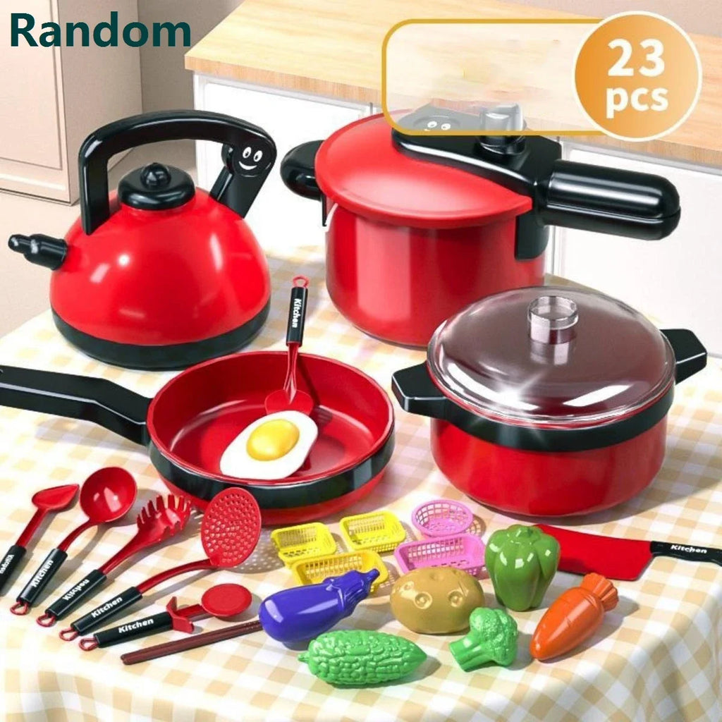 Kids Kitchen Toys Set Play Kitchen Accessories Kit with Play Pots Pans Pretend Food Cooking Toy Toddler Girls Boy Gift