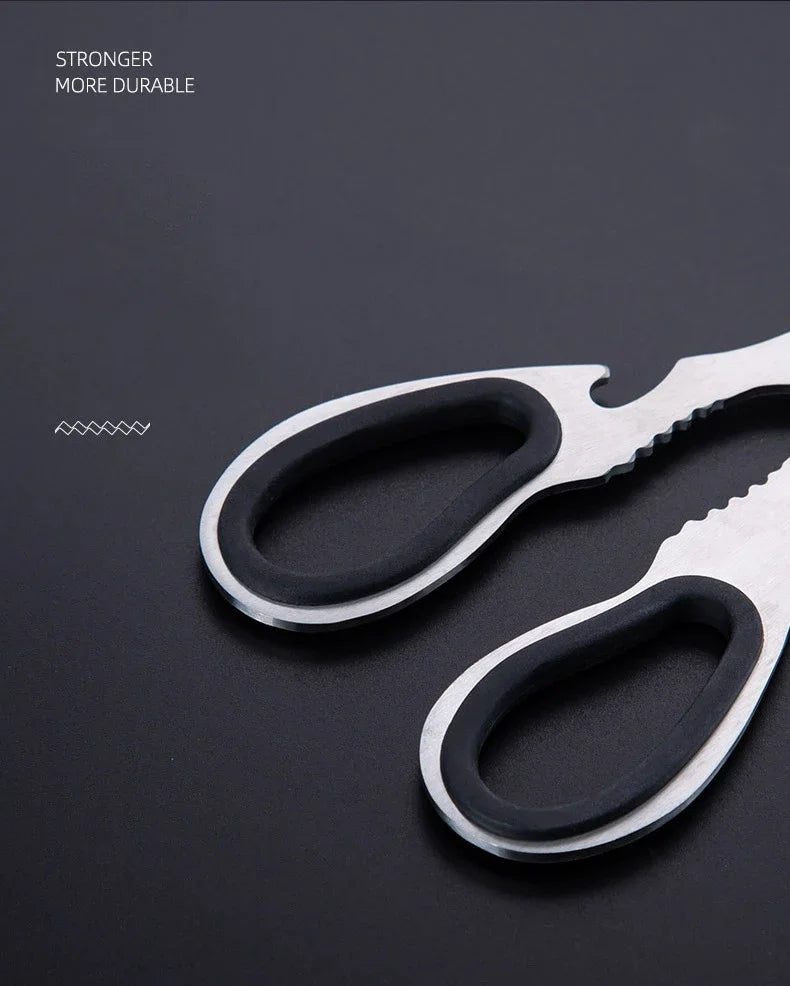 Stainless Steel Kitchen Scissors Household Bone Scissors Chicken Wings Fish Chopper Bottle Opener Walnut Clip Kitchen Tools