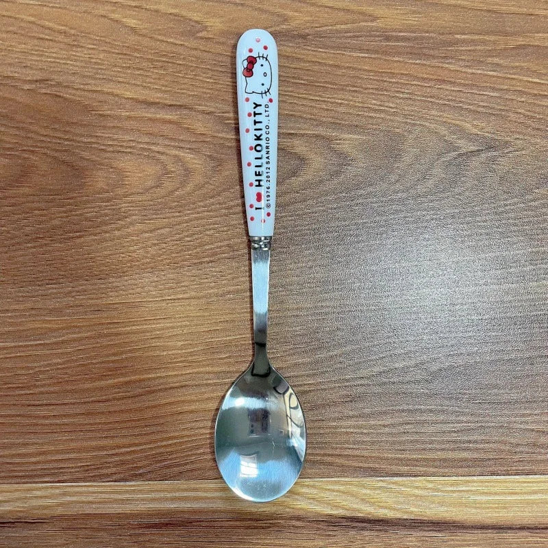 Sanrio Hello Kitty Kitchen Tableware Stainless Steel Chopsticks Spoon Fork Student Office Portable Dinnerware Set Birthday Gifts
