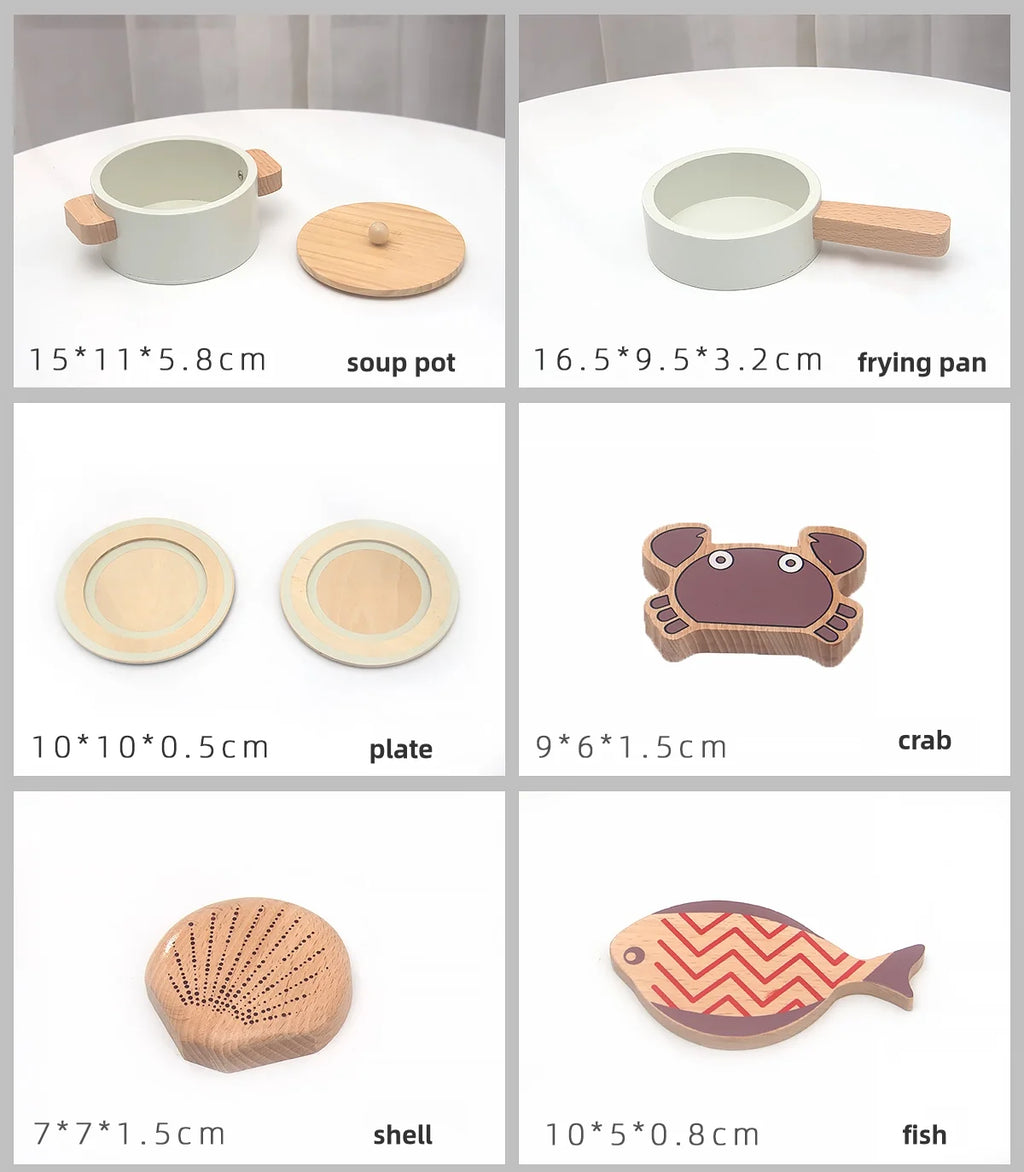 Wooden children's simulation kitchen toys,early education educational toys, simulationpots and pans, food, role-play chef
