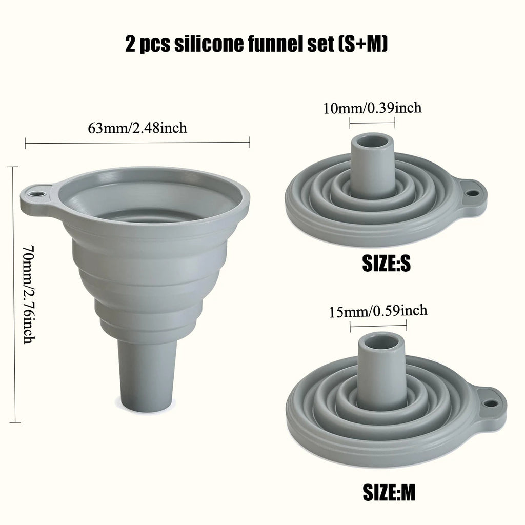 Kitchen Funnel Set – Stainless Steel & Silicone, 3 Styles