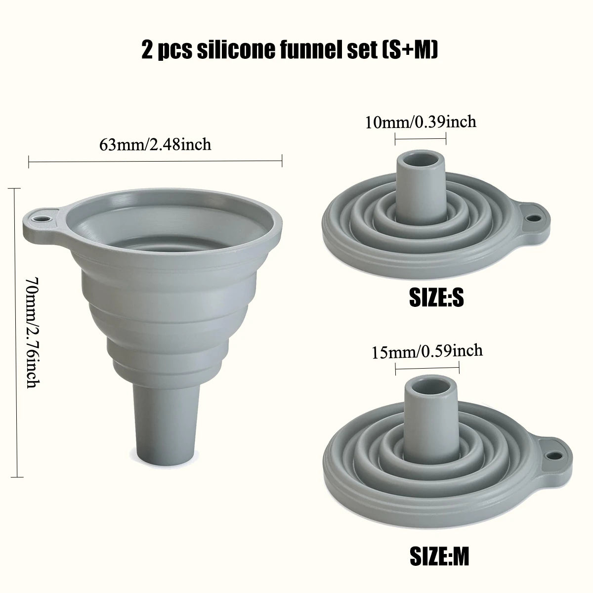 Kitchen Funnel Set – Stainless Steel & Silicone, 3 Styles